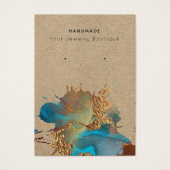 Kaarten met een modern inktplash Blue Gold Earring Visitekaartje (Voorkant)