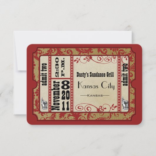 Kaarten met een rode en gouden factuur voor bruilo RSVP kaartje (Voorkant)