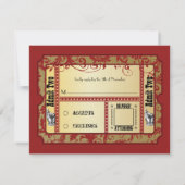 Kaarten met een rode en gouden factuur voor bruilo RSVP kaartje (Achterkant)