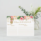 Kaarten met gouden anananas, tropische bridale gou (Staand voorkant)