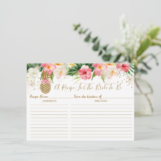 Kaarten met gouden anananas, tropische bridale gou (Staand voorkant)