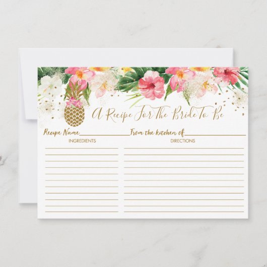 Kaarten met gouden anananas, tropische bridale gou (Voorkant)