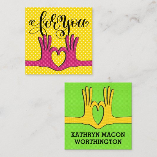 Kaarten met pooldots vierkante visitekaartje (Voorkant / Achterkant)