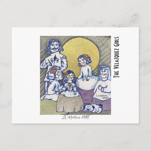 Kaarten met tekeningen geïnspireerd op Las Meninas (Voorkant)