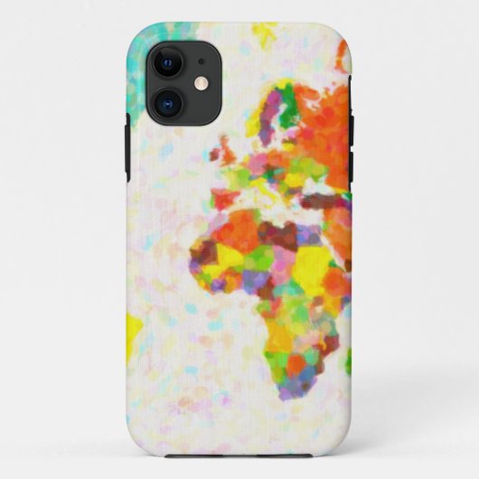 kaarten pointilisme Wereldkaart met bladeren Case-Mate iPhone Case (Achterkant)