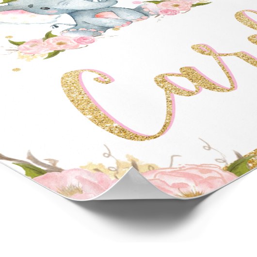 Kaarten Poster Elephant Birthday Baby shower (Hoek)
