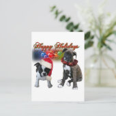 Kaarten: Prettige Feestdagen van BT en Boxer puppy (Staand voorkant)