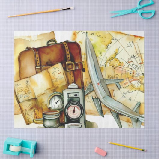 "Kaarten & Reizen Elegantie: Avontuur wacht" Tissuepapier (Craft)