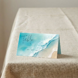 Kaarten serene Blue Ocean Beach Table Number Plaatskaartje