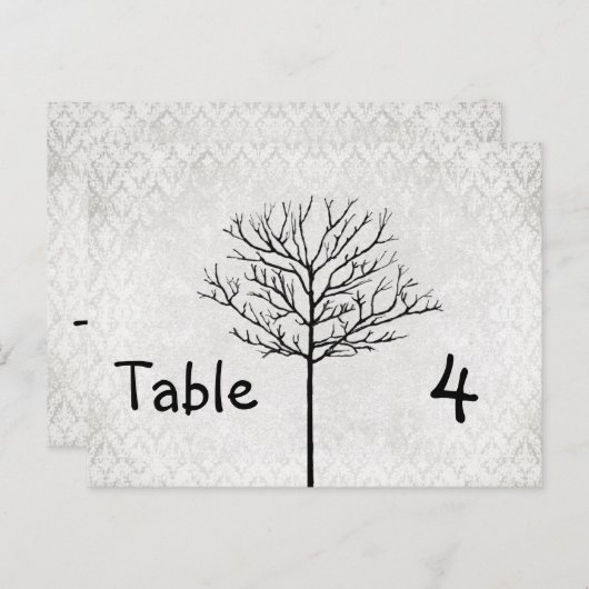 Kaarten Silver Damask Tree-nummer (Voorkant / Achterkant)