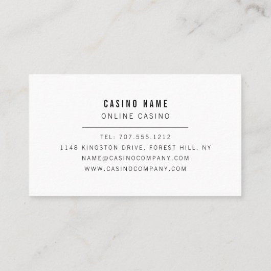 Kaarten spelen, casino's, gamesector visitekaartje (Achterkant)