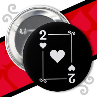 Kaarten spelen Costume 2 Kaart 2 van het hart Ronde Button 5,7 Cm