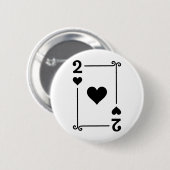 Kaarten spelen Costume 2 Kaart 2 van het hart Ronde Button 5,7 Cm (Voorkant /achterkant)