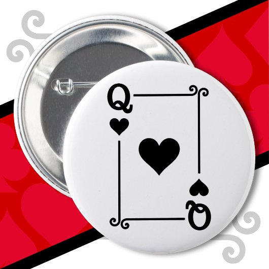 Kaarten spelen Costume Queen Hearts Kaart Queen Ka Ronde Button 5,7 Cm