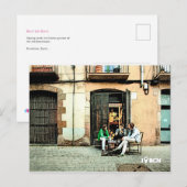 Kaarten spelen in de wijk El Born in Barcelona (Voorkant / Achterkant)