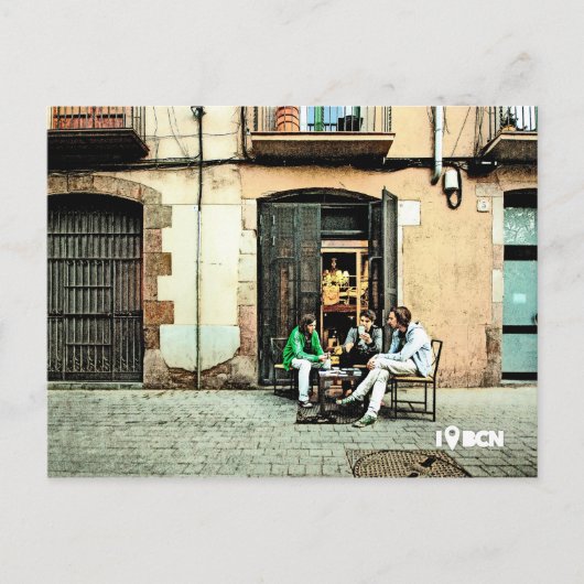 Kaarten spelen in de wijk El Born in Barcelona (Voorkant)