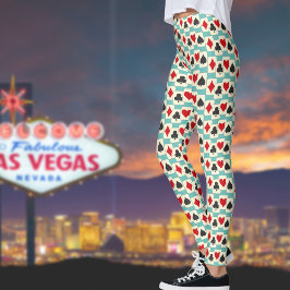 Kaarten spelen op Aqua-Leggings Leggings