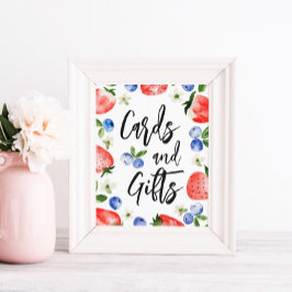 Kaarten Strawberry Blueberry Baby shower teken Poster