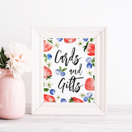 Kaarten Strawberry Blueberry Baby shower teken Poster