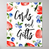 Kaarten Strawberry Blueberry Baby shower teken Poster (Voorkant)