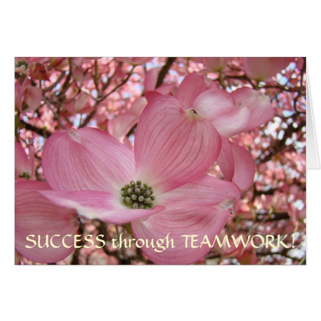 KAARTEN Succes door Teamwerk Roze Bloesem (Voorkant Horizontaal)
