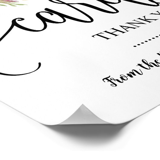 Kaarten tekenen een donkerbruinroze florale douche poster (Hoek)