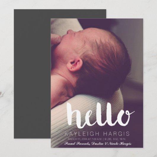 Kaarten ter bekendmaking van de geboorte (Voorkant / Achterkant)