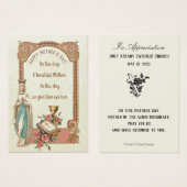 Kaarten ter herinnering aan de Moederdag van Virgi Visitekaartje (Voorkant /achterkant)