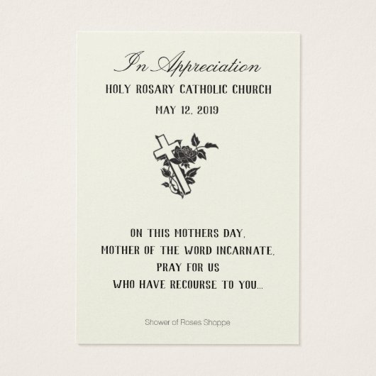 Kaarten ter herinnering aan de Moederdag van Virgi Visitekaartje (Achterkant)