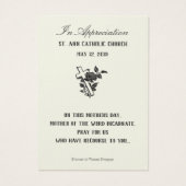 Kaarten ter herinnering aan de Moederdag van Virgi Visitekaartje (Achterkant)