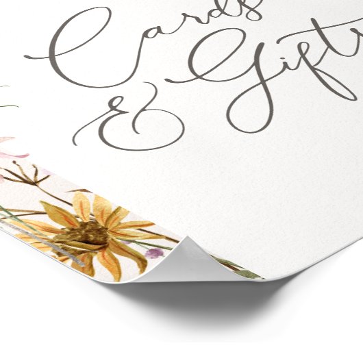 Kaarten van Baby shower van voorlente, wilde bloem Poster (Hoek)