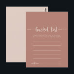 Kaarten van de Bucket Bucket met kalligrafie<br><div class="desc">Deze kalligrafie terracotta bucket list kaarten zijn de perfecte activiteit voor een eenvoudige trouwreceptie of vrijgezellenfeest. Het eenvoudige en elegante ontwerp kenmerkt klassieke en fancy manuscripttypografie. Verander de formulering om het even welke levensgebeurtenis aan te passen. Het teken van de Bucket lijst wordt afzonderlijk verkocht.</div>