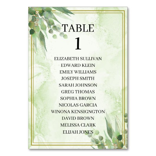 Kaarten van de Eucalyptus Wedding Table (Voorkant)