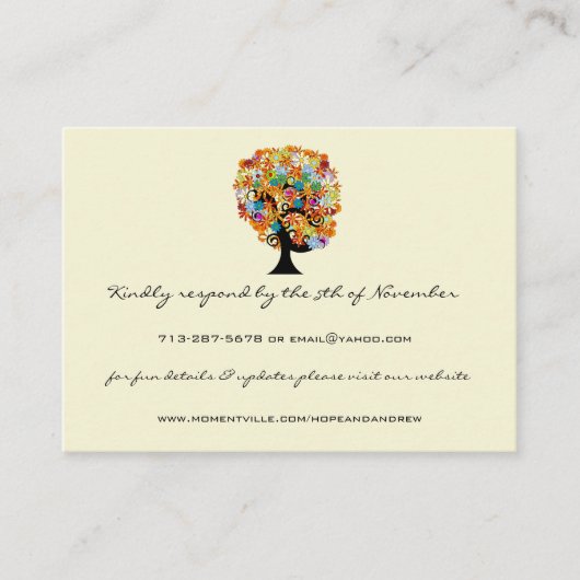 Kaarten van de Flower Love Tree Response en Websit (Voorkant)