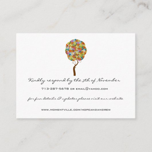 Kaarten van de Flower Love Tree Response en Websit (Voorkant)