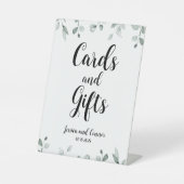 Kaarten van de groene eucalyptusgriep en rotsartik reclamebord met voetstuk (Voorkant)