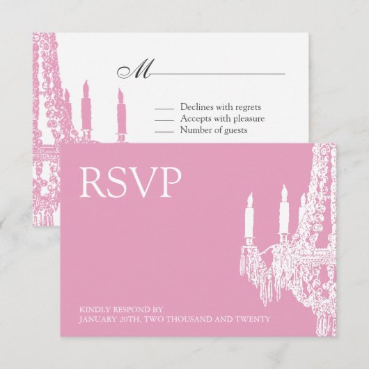 Kaarten van de luzerne van Classy Pink RSVP (3,5 x Kaartje (Voorkant / Achterkant)