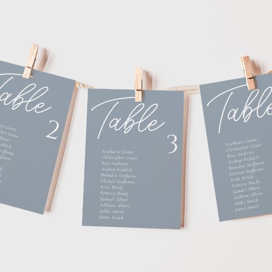 Kaarten van de Stusty Blue Wedding Table Seating C