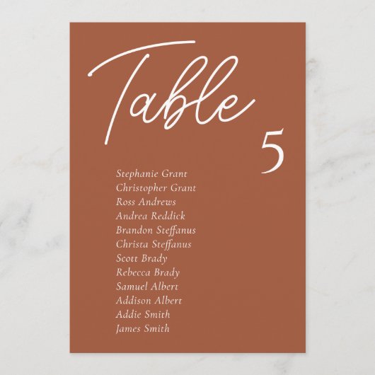 Kaarten van de Terracotta Wedding Table Seating Ch (Voorkant)