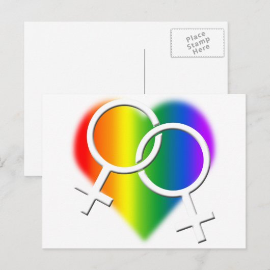 Kaarten van de vrouwelijke Gay Pride Briefkaarten  (Voorkant / Achterkant)