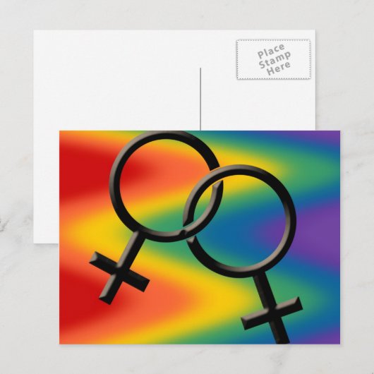 Kaarten van de vrouwelijke Gay Pride Briefkaarten  (Voorkant / Achterkant)