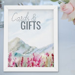 Kaarten van de Waterverf van het Bergdenweddenscha Poster<br><div class="desc">Kaarten en cadeautjes voor de bruiloft in berggebieden met een idyllisch landschap van blauwe bergbergmassieven en roze bloemenweide. Prachtige natuur inspireerde een schilderachtig ontwerp - ideaal voor buitenbestemmingen, bergachtige lakeside- en landparkbehandelingen of stoffige blauwe grijze en roze kleurthema's. Blader door mijn collectie Bergbeemdje voor overeenkomende objecten of stuur me een...</div>