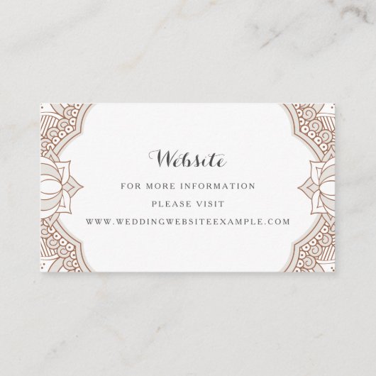 Kaarten van de website van Elegant Mehndi Visitekaartje (Achterkant)