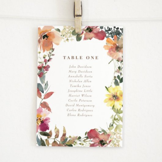 Kaarten van de Wildflower Wedding Seating Chart