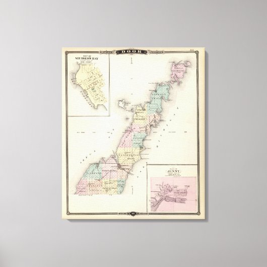 Kaarten van Deuren County, Sturgeon Bay en Jenny Canvas Afdruk (Voorkant)