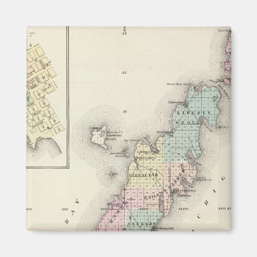 Kaarten van Deuren County, Sturgeon Bay en Jenny Magneet (Voorkant)