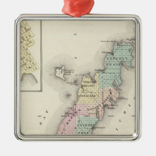 Kaarten van Deuren County, Sturgeon Bay en Jenny Metalen Ornament
