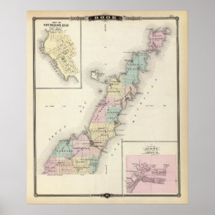 Kaarten van Deuren County, Sturgeon Bay en Jenny Poster