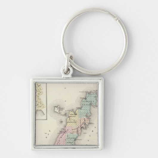 Kaarten van Deuren County, Sturgeon Bay en Jenny Sleutelhanger (Voorkant)