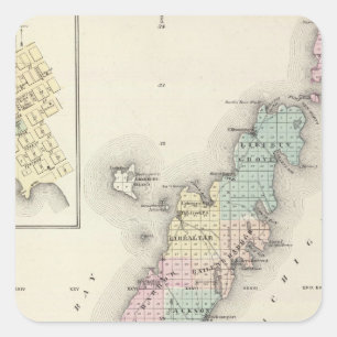 Kaarten van Deuren County, Sturgeon Bay en Jenny Vierkante Sticker